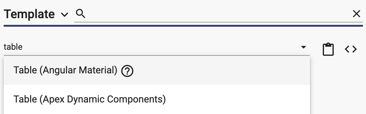 Add Table component to a template