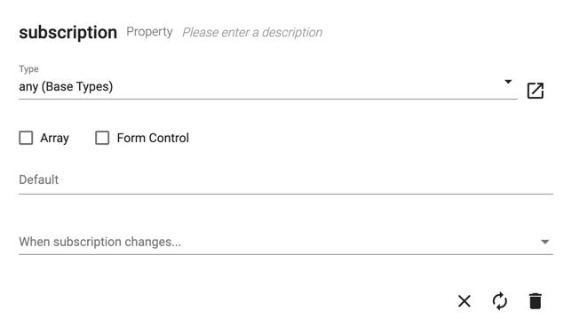 Subscription property definition dialog