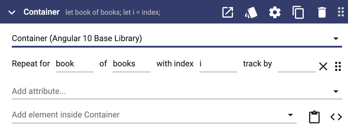 Repeat a set of elements using container