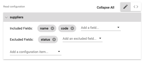 Read configuration with included and excluded fields