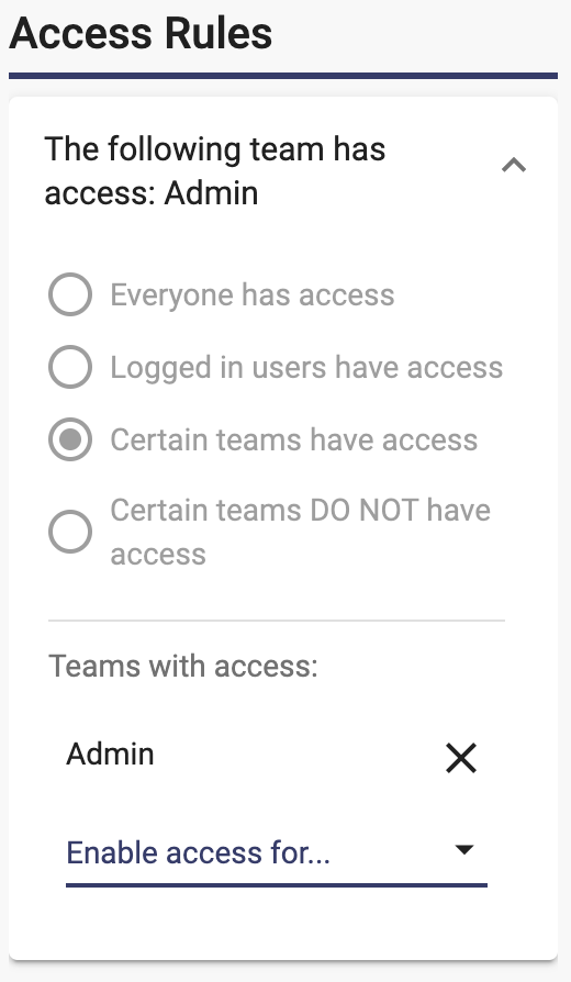 Access rules section