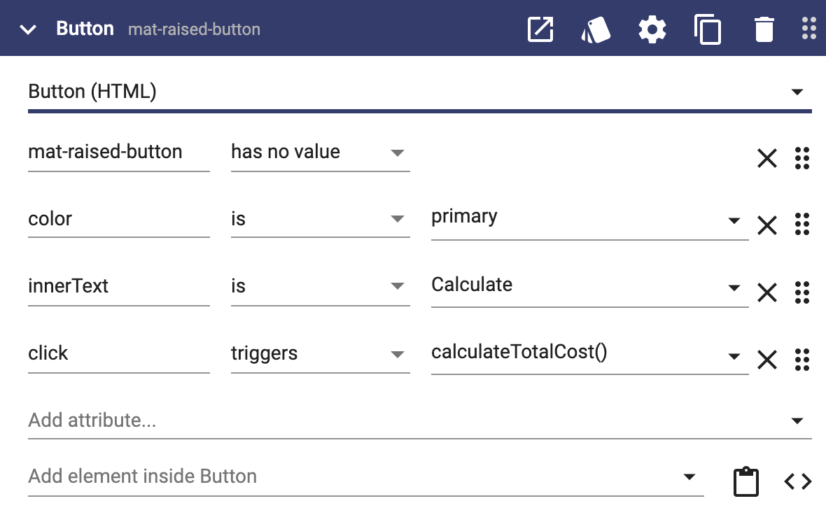 Button component with click and method