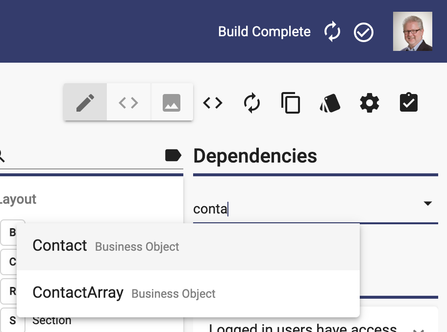 Dependencies dropdown