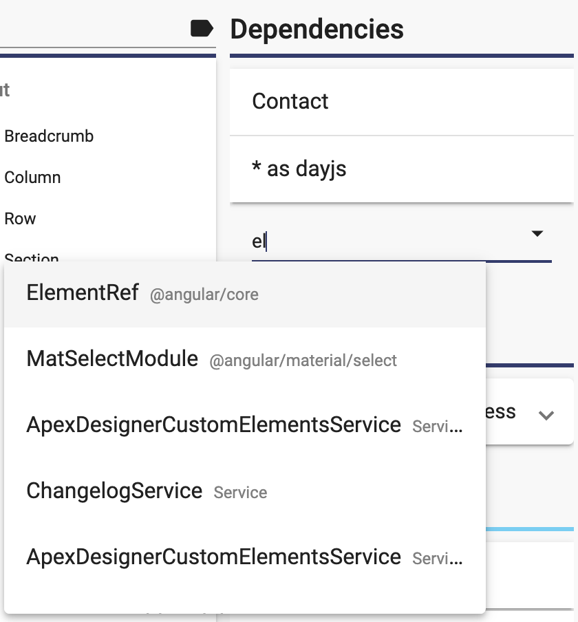 Dependency dropdown