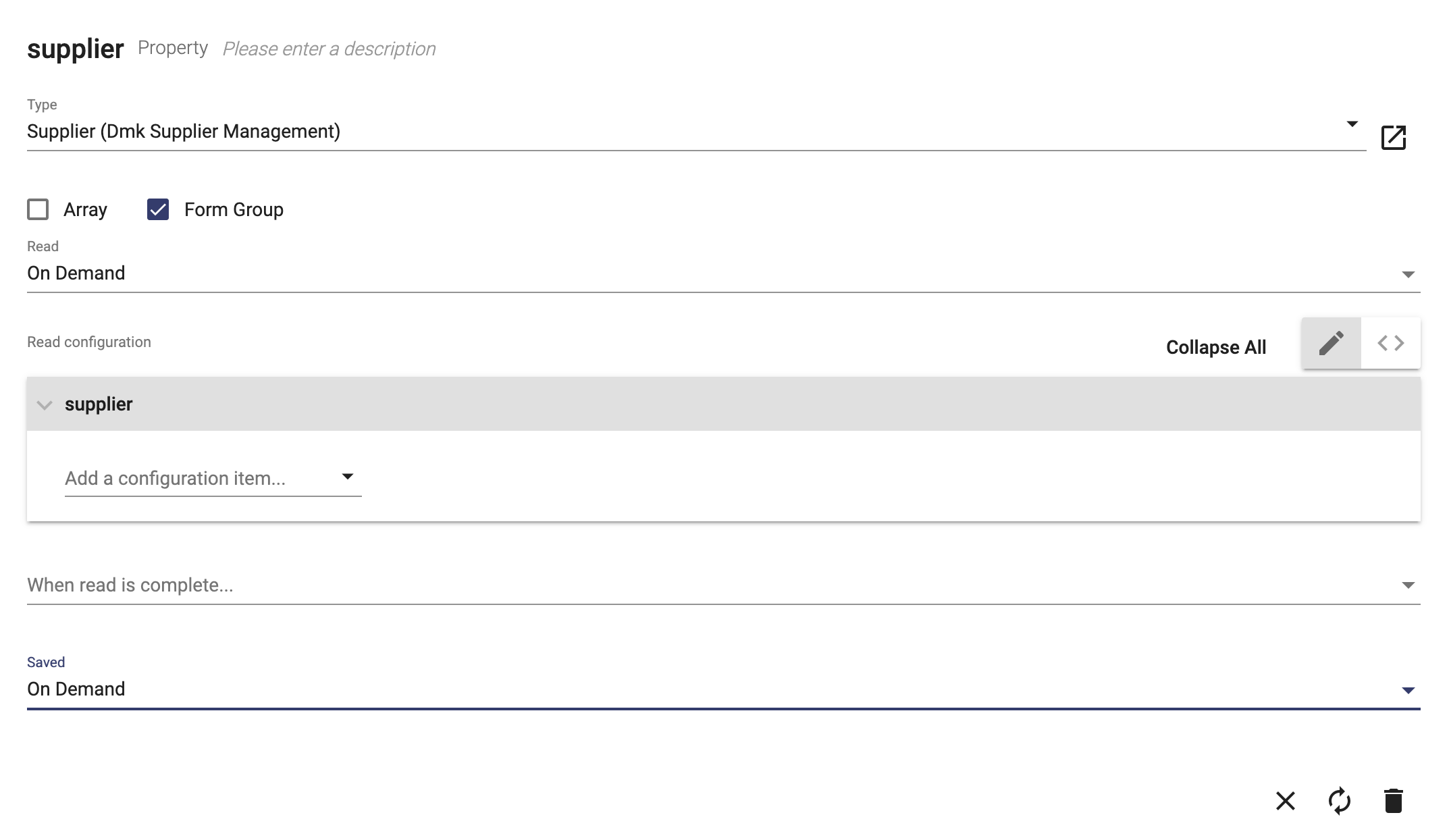 Business object property dialog