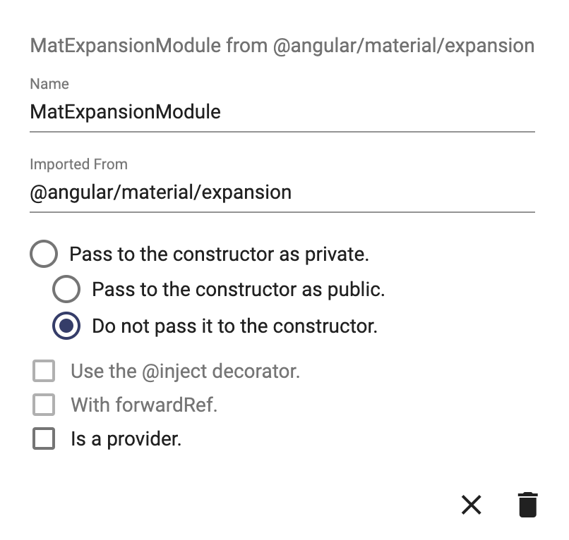 User interface dependency configuration for external components