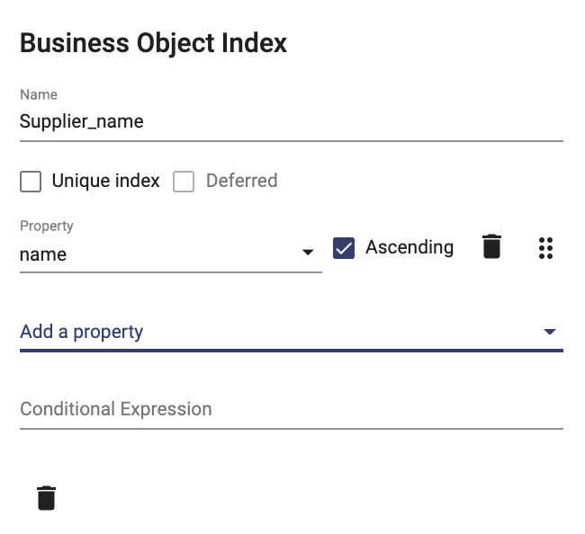 Index fields with property
