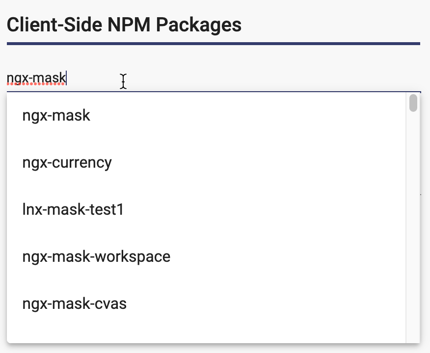 Client side NPM dependency list
