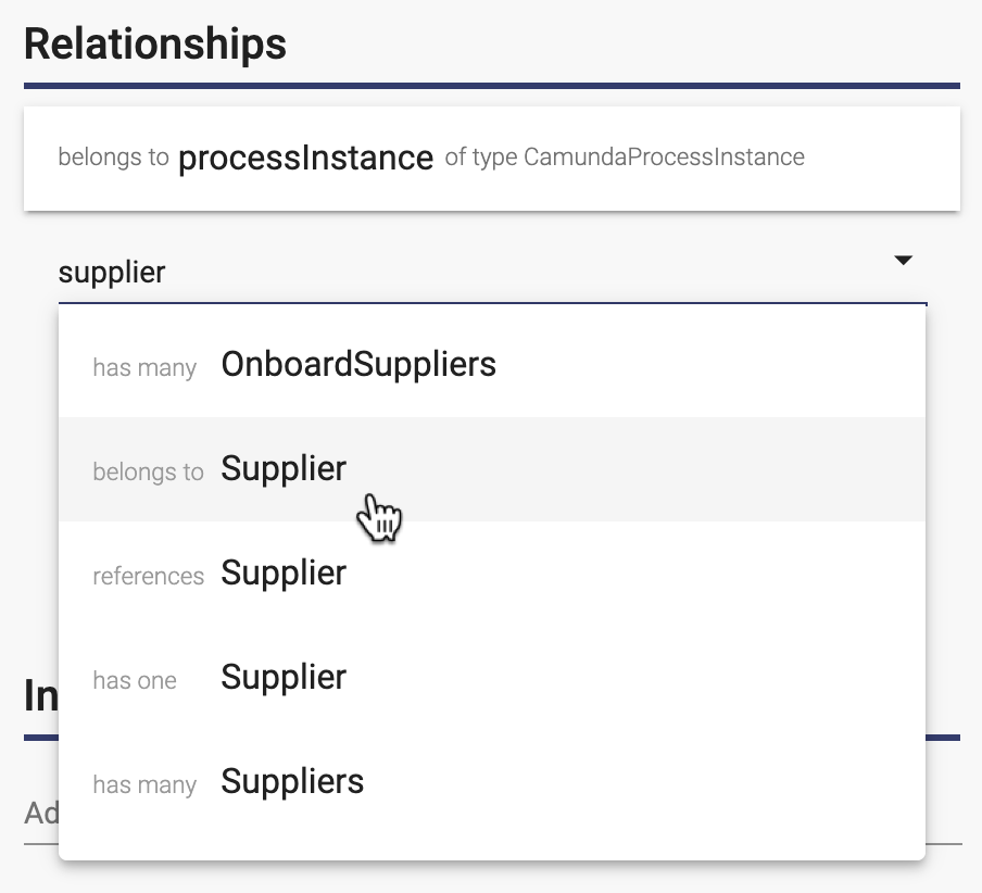 Add "belongs to Supplier" relationship