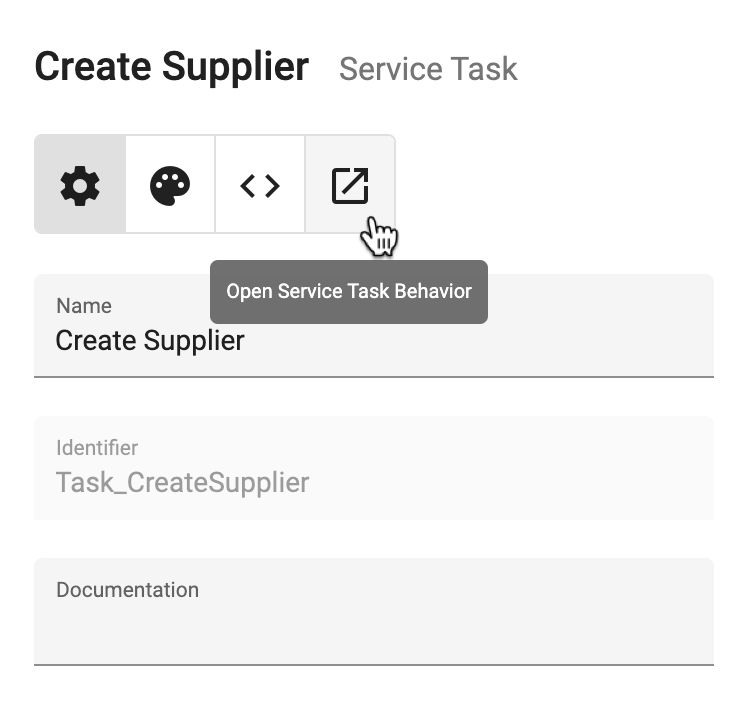 Open Service Task Behavior button