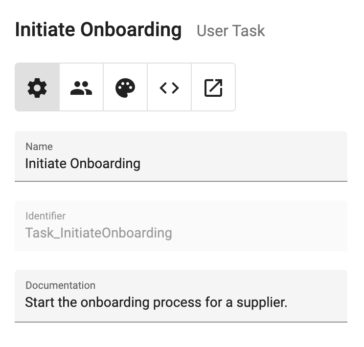 User task settings section