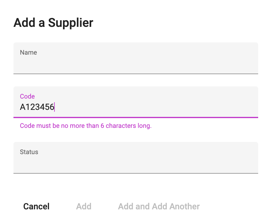 Maximum length validation error