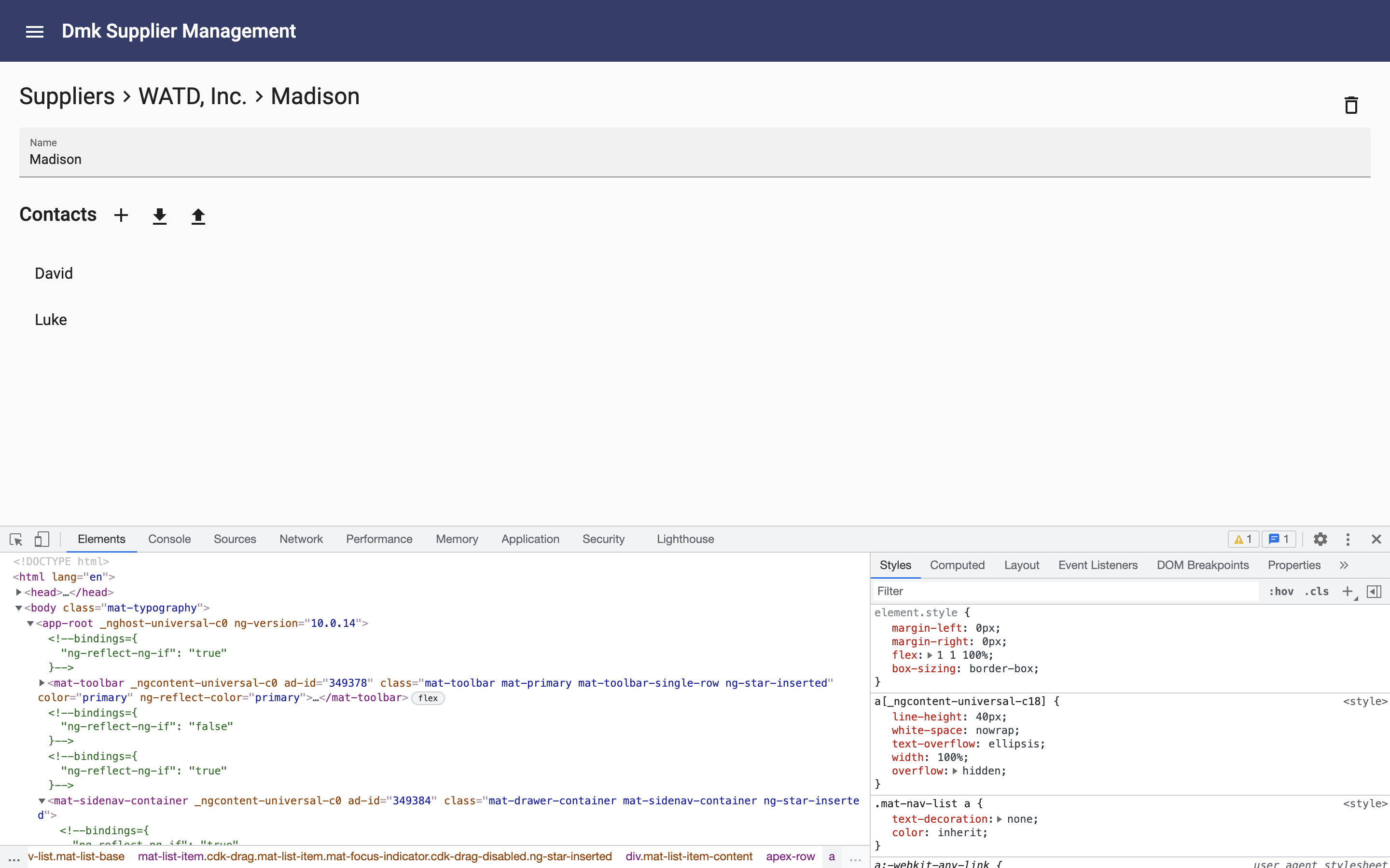 Page with the developer tools console turned on